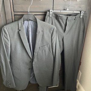 CALVIN KLEIN Men's Cinder Block Gray Slim Fit Signature Suit